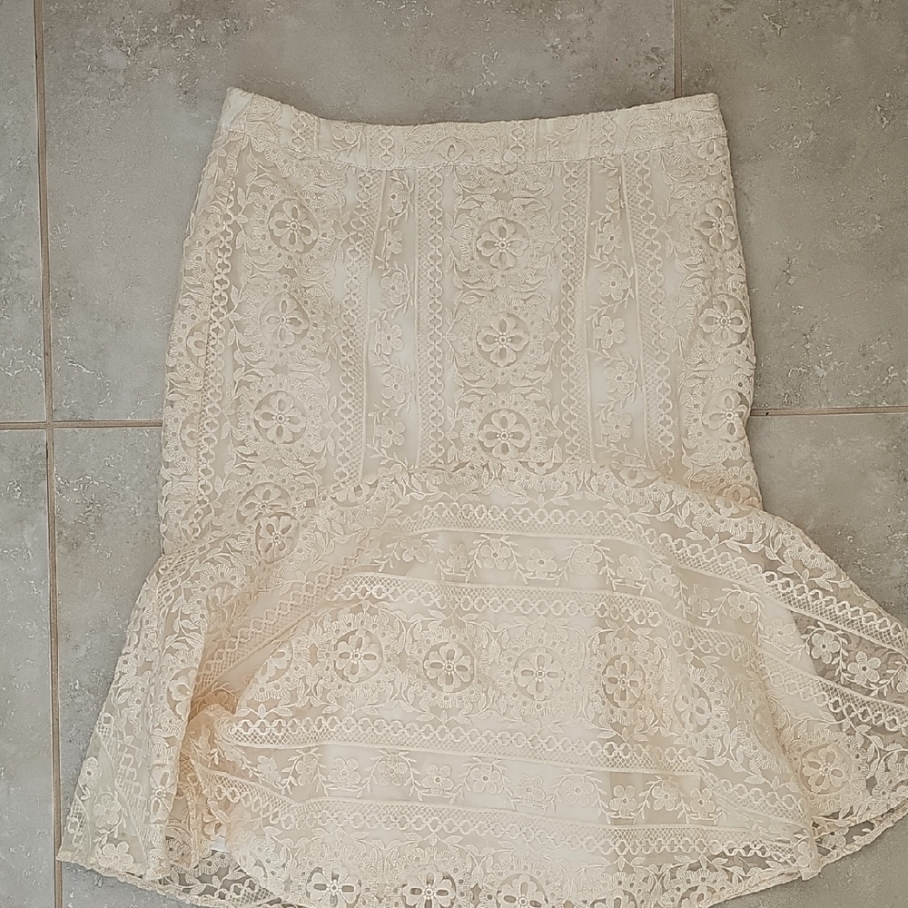 Elegant Cream Lace Skirt